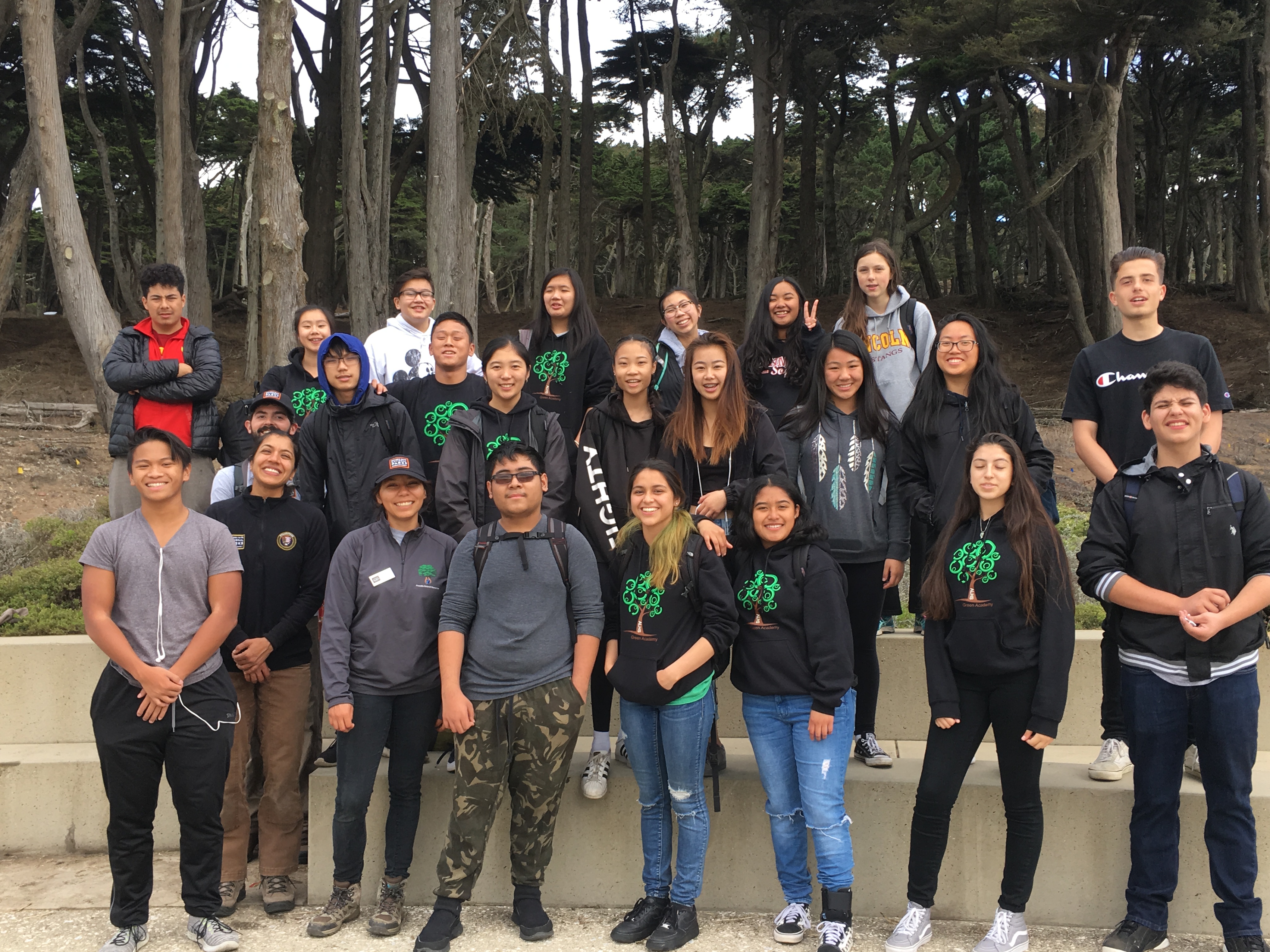 Green Academy Students standing in a national park.