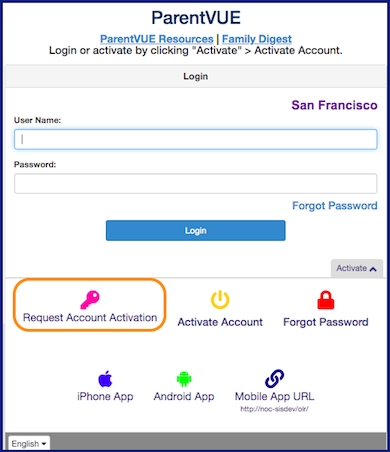 PVUE request account activation