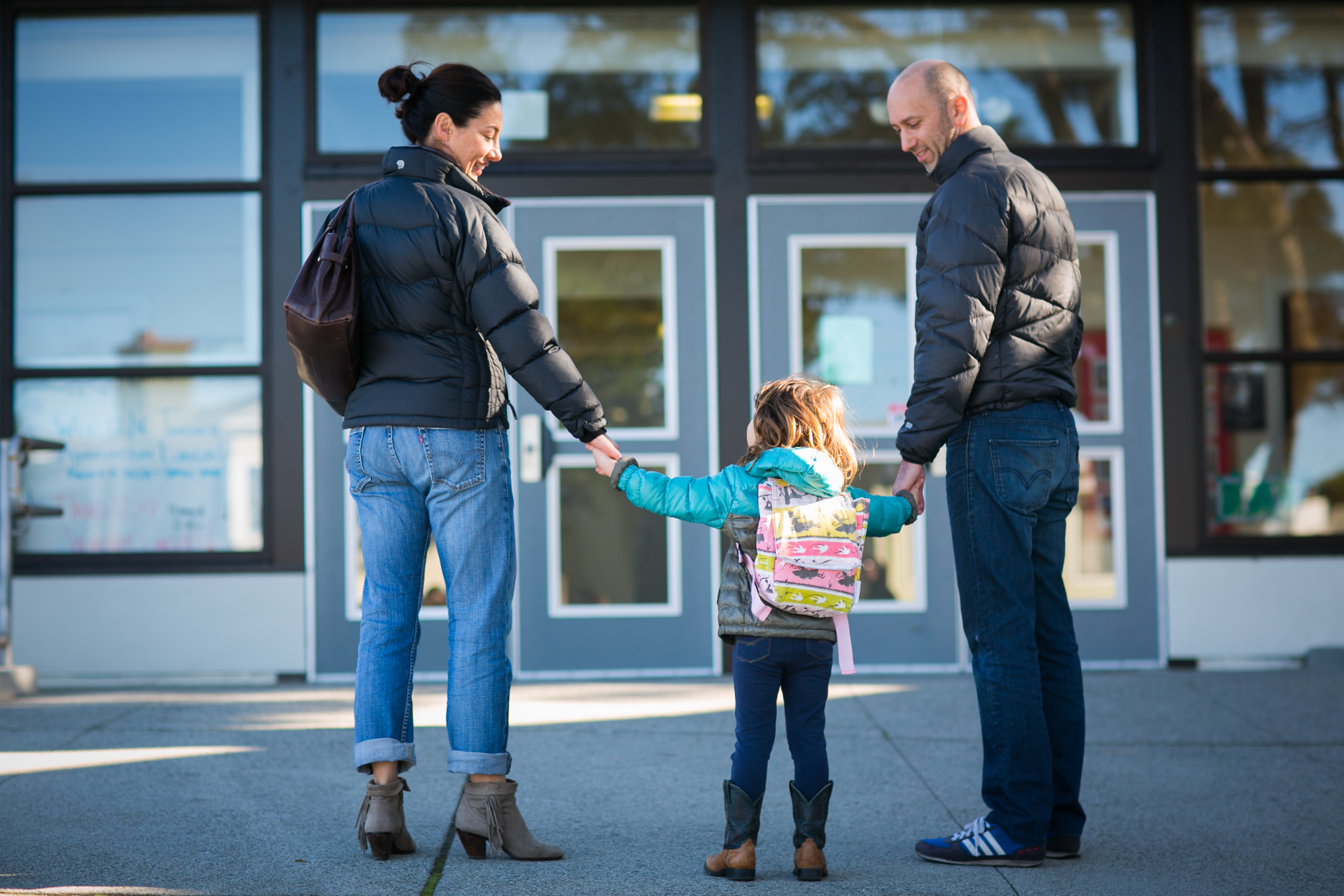 Adults with child entering school