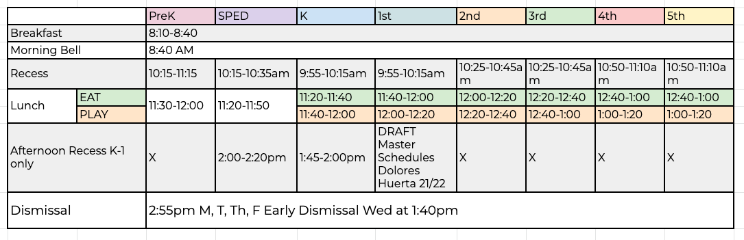 Dolores Huerta School Hours