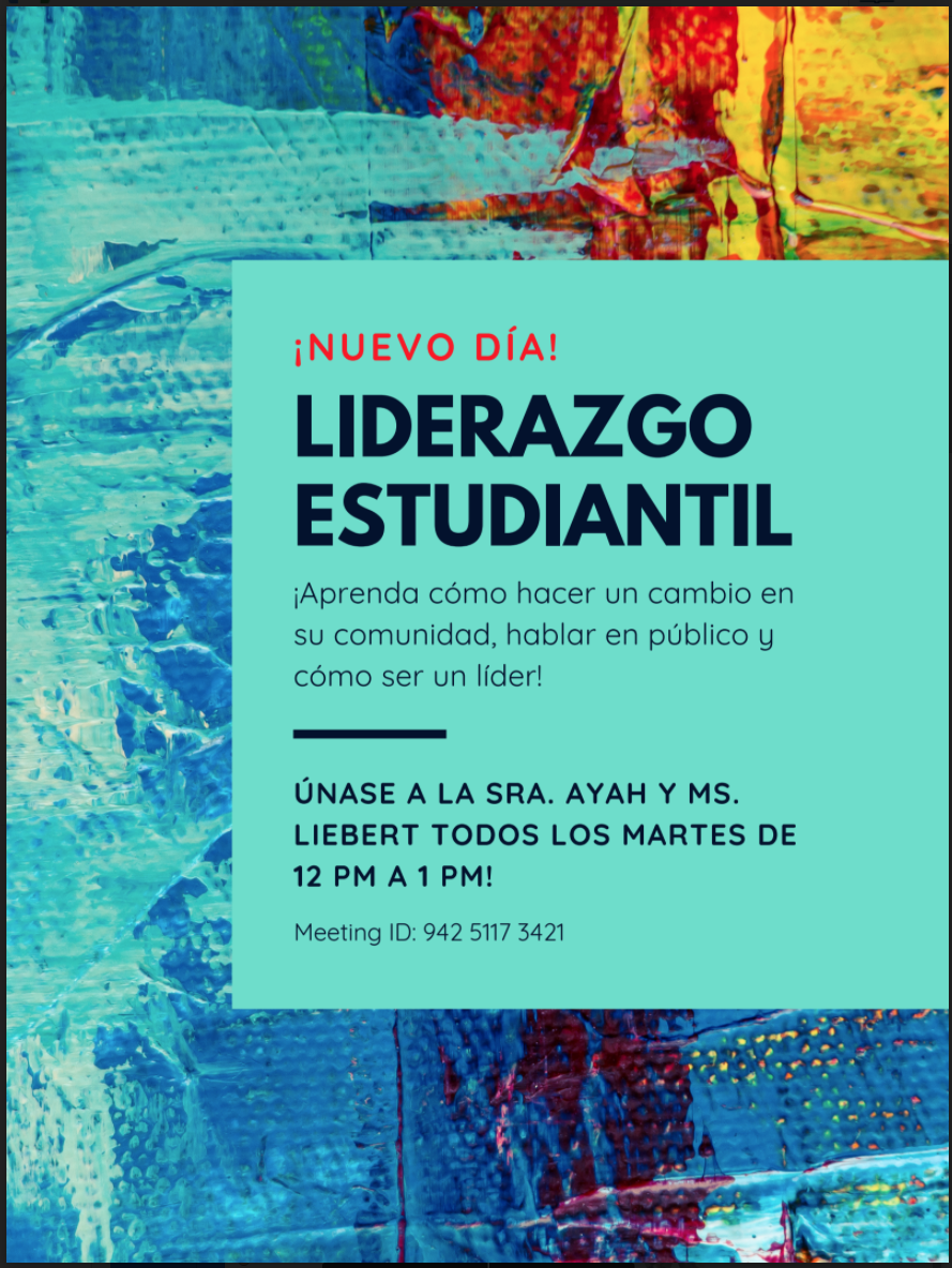 Student Leadership poster with vibrant colors