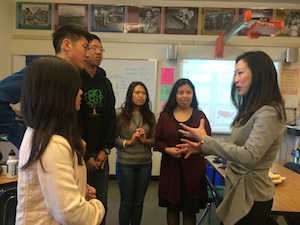students meeting with government official