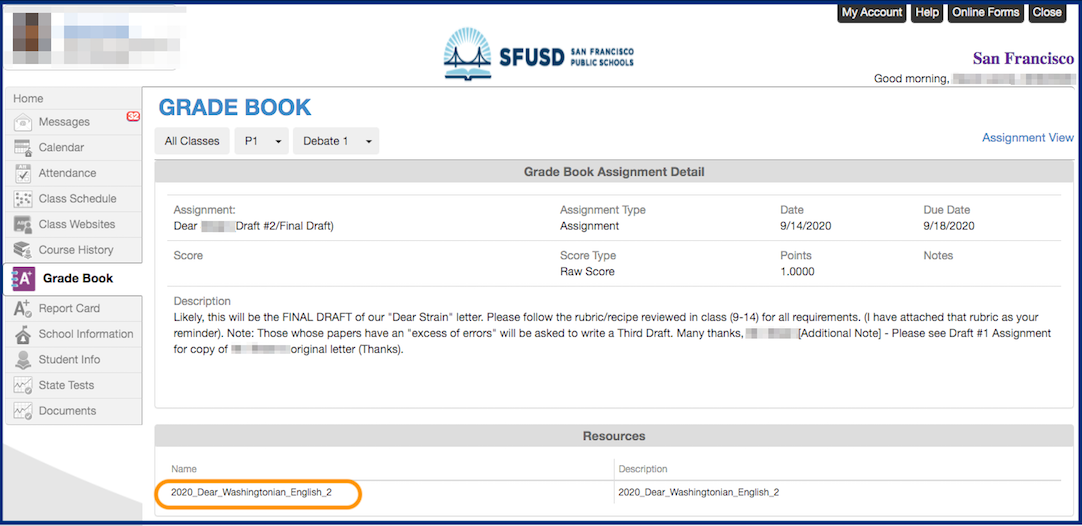 Gradebook assignments