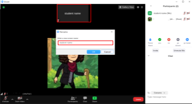 Enter new name in pop up box as instructed by your teacher