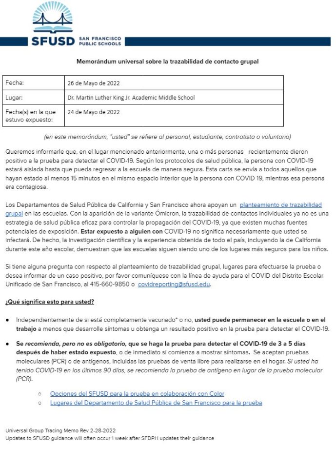 Universal GROUP CONTACT TRACING Memo May 26 2022 Spanish Page 1