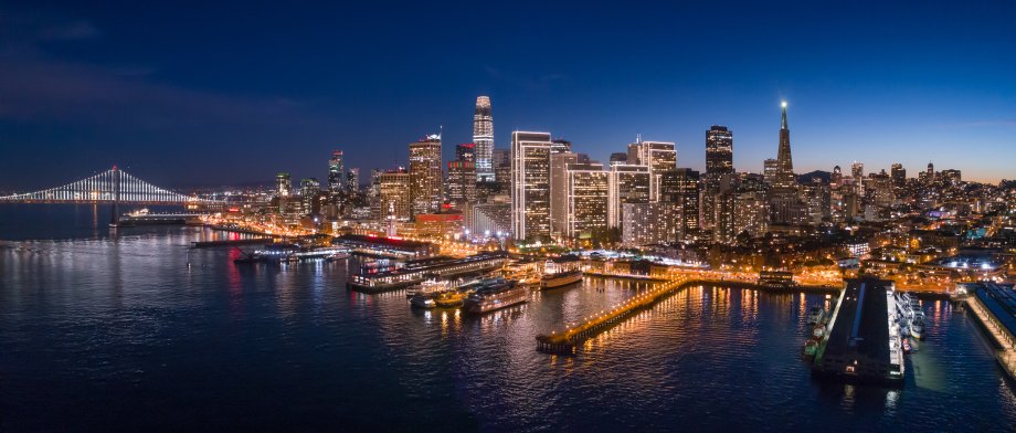 San Francisco lit up at night