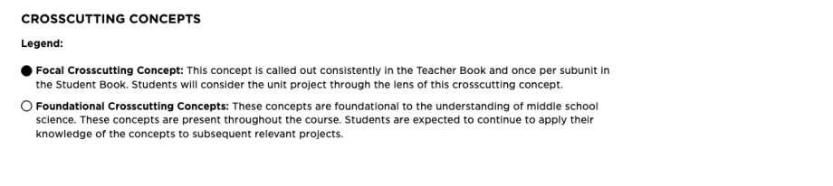 Science Curriculum NGSS Disciplinary Core Ideas legend