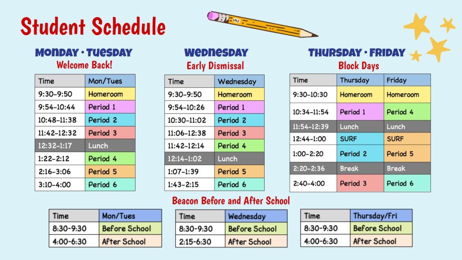 MLK Bell Schedule 2022-2023