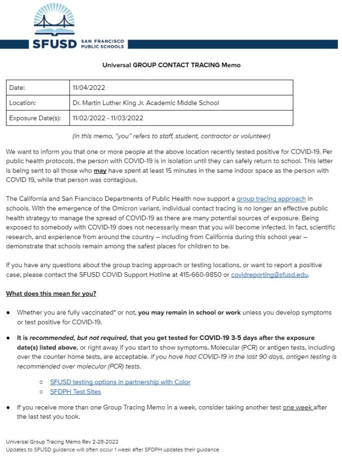 General Notification Memo for Families November 04 2022 English