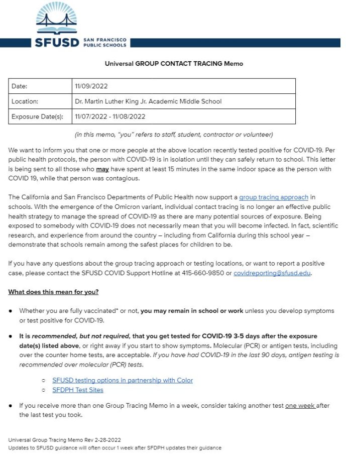 General Notification Memo for Families November 09 2022 English