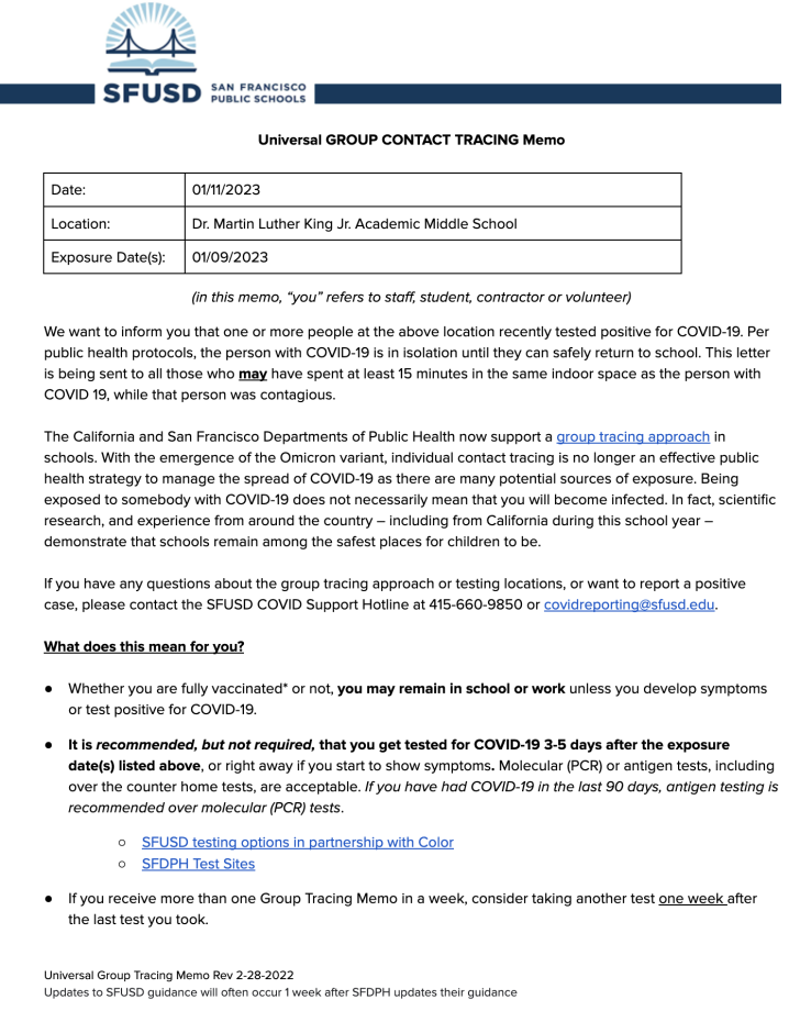 Universal GROUP CONTACT TRACING Memo January 11 2023 English 