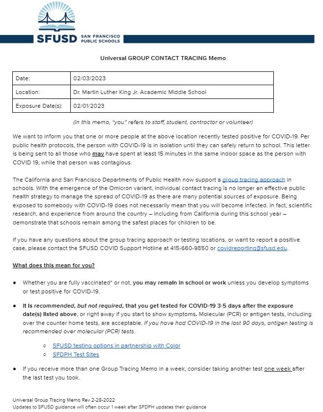 Universal GROUP CONTACT TRACING Memo February 03 2023 English 
