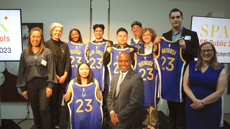 The 2023 Superintendent's 21st Century Award recipients with Dr. Matt Wayne, SF Board of Education commissioners, and State Superintendent Tony Thurmond at Ignite Potential 2023