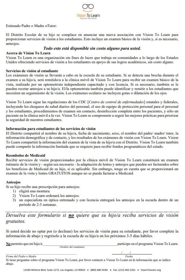 Vision to Learn Spanish Flyer