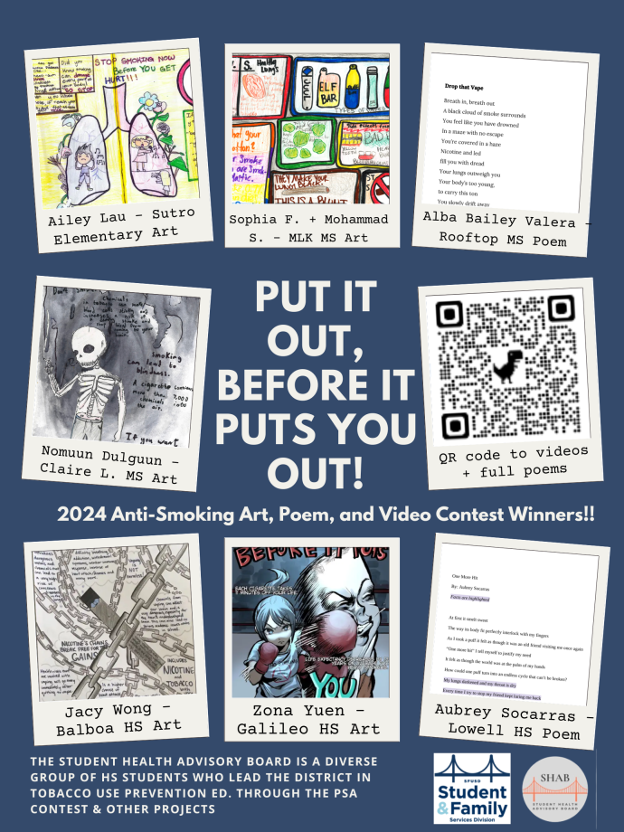 Images of the different Art work for the PSA winners