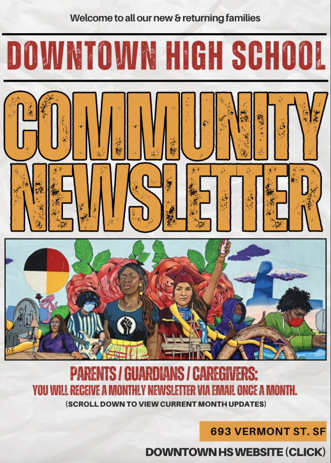 Screenshot of the cover of the monthly Community Newsletter depicting the mural at DHS