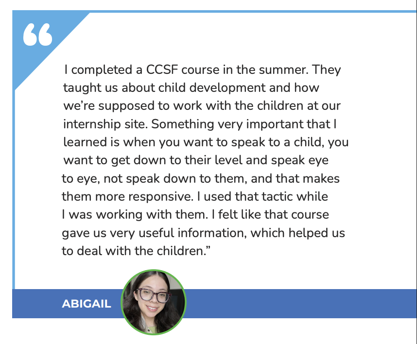 An alumni of the SFUSD Future Teacher Project talks about her experience taking dual enrollment during her internship.
