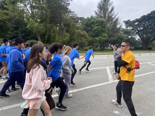 Students line up at the starting line for the Roosevelt Middle School 5K Fun Run at Golden Gate Park