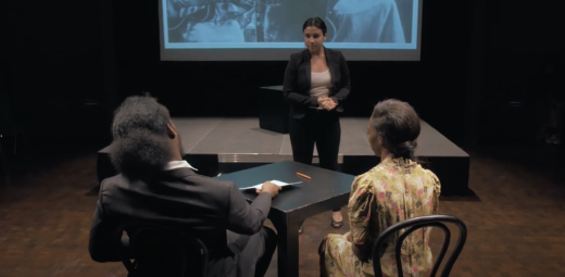 Screenshot of theater students from Downtown High School video