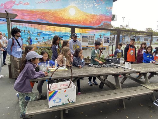 Sunset Elementary students talk about the irrigation system in their schoolyard.