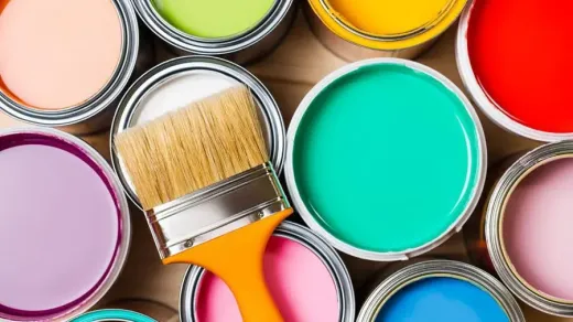 various color paint cans