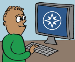 Boy typing on his computer 