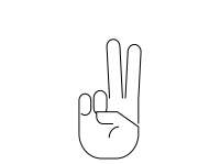 A hand showing 2 fingers