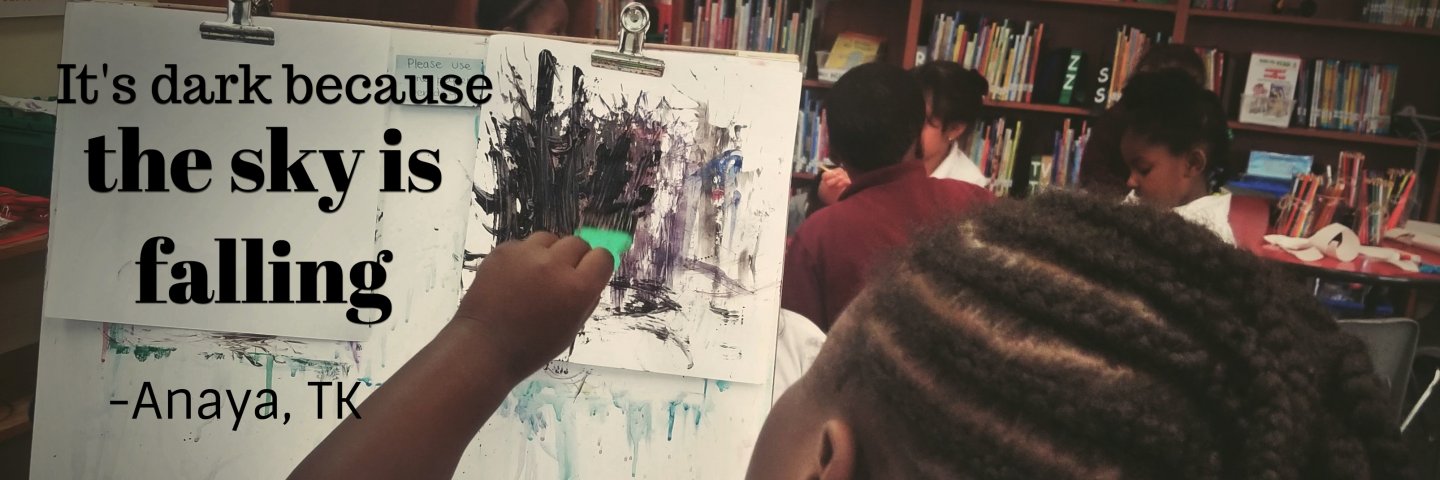 Student painting on easel.