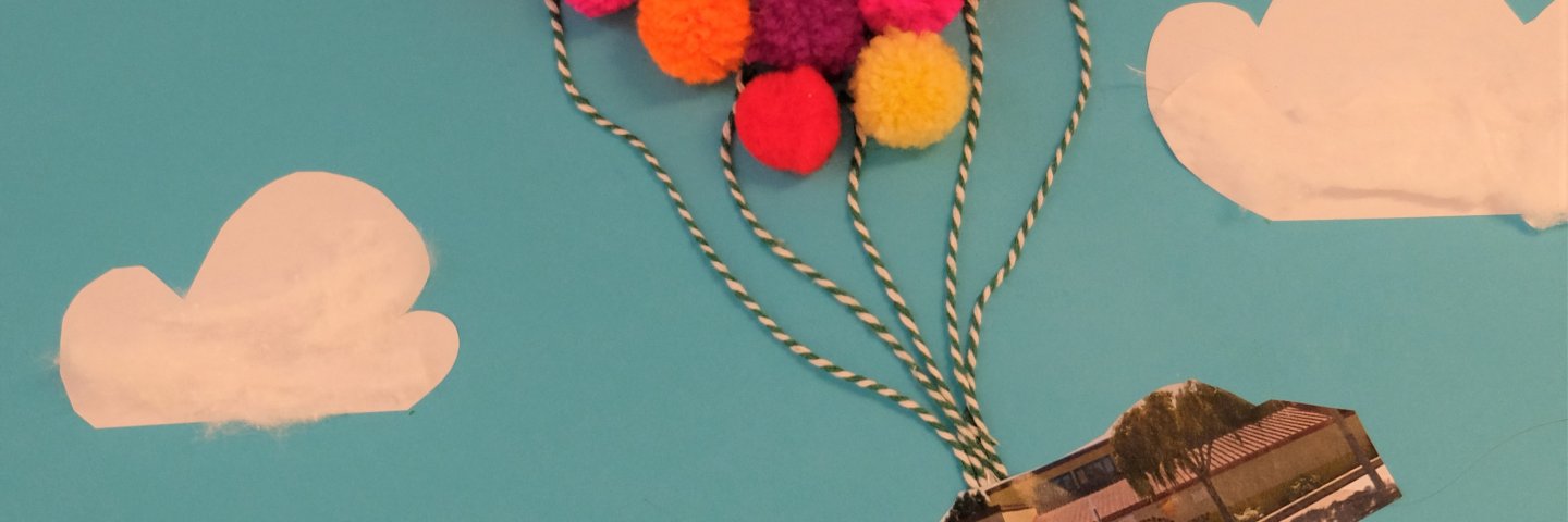 mixed media art of hot air balloon