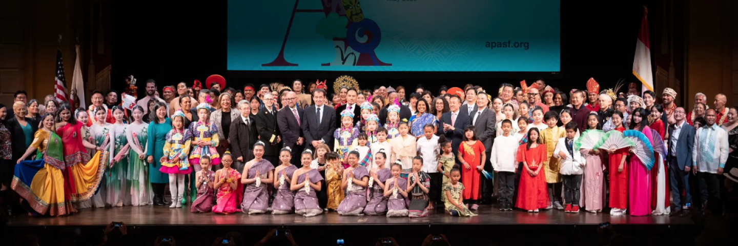 Asian American Pacific Islander celebration with chiildren and other dignitaries 