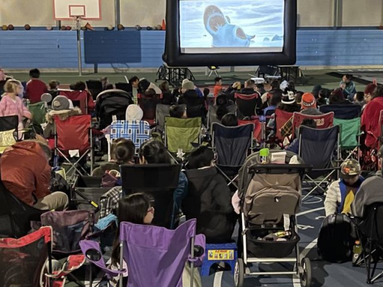 Movie night at Frank McCoppin Elementary School
