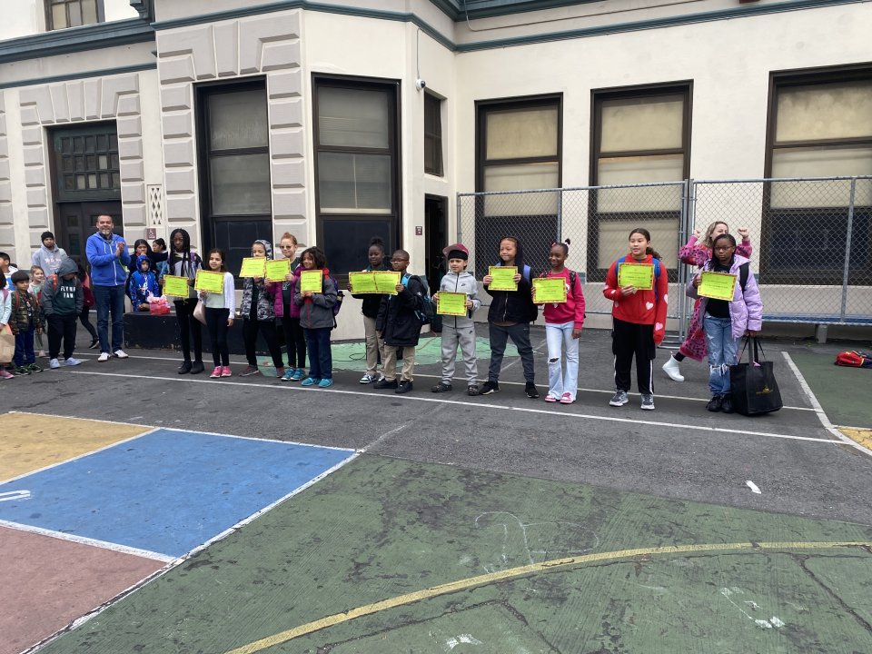 Students at Flynn receiving awards for African American Honor Roll