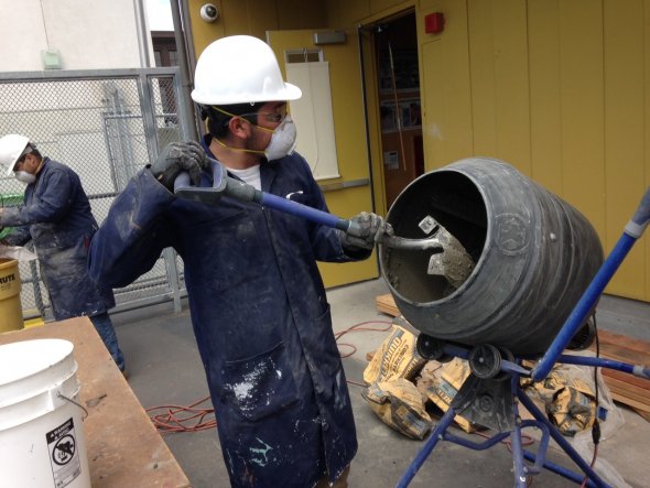 High school student at construction site