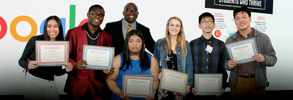 Superintendent Matthews with the six 2019 Superintendent's 21st Century Award winners