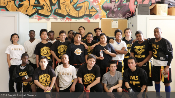 Flag football players posing for team photo