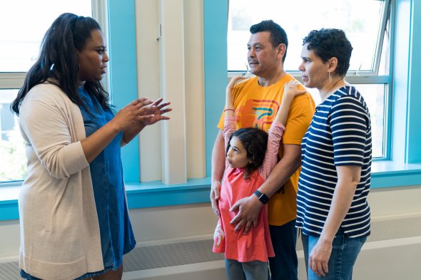 Teacher or principal with a family