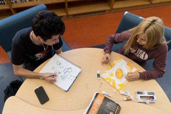 SFUSD approved stock photo, students overhead