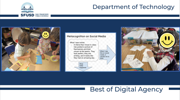 Best of Digital Agency with pics of student working and visual graphic