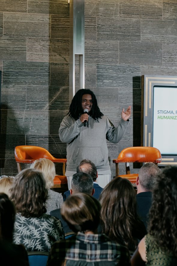 Romeo Richards speaks at Bring Change to Mind Scientific Advisory Council