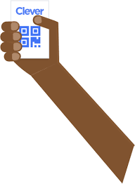 Cartoon of a hand holding a Clever badge