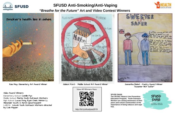 2019 Public Service Announcement Winner collage of winning student art