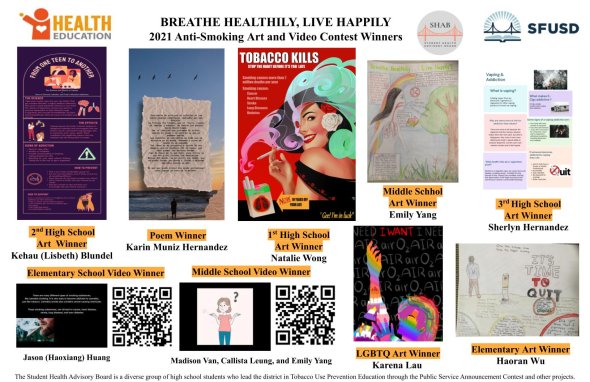 2021 Public Service Announcement Winner collage of winning student art