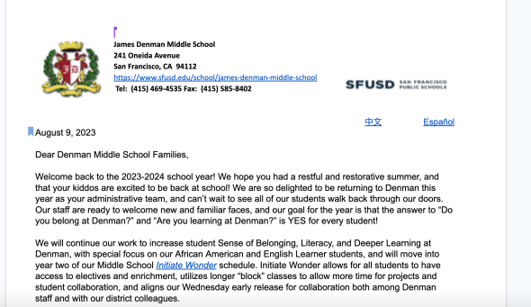 Text of principal's weekly letter to families
