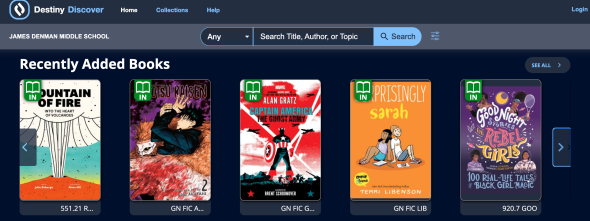 screen shot of library cataloog home page