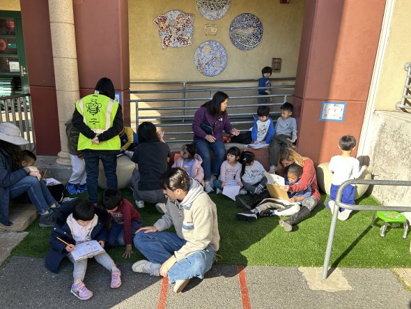 Kindergarten students engaging in science thinking with peers and adults