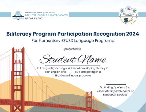 Biliteracy Participation Recognition Certificate