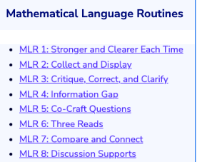 a list of eight math routines is displayed to illustrate the structure for math discussion