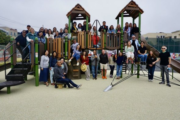 Jefferson Elementary staff photo on new play structure