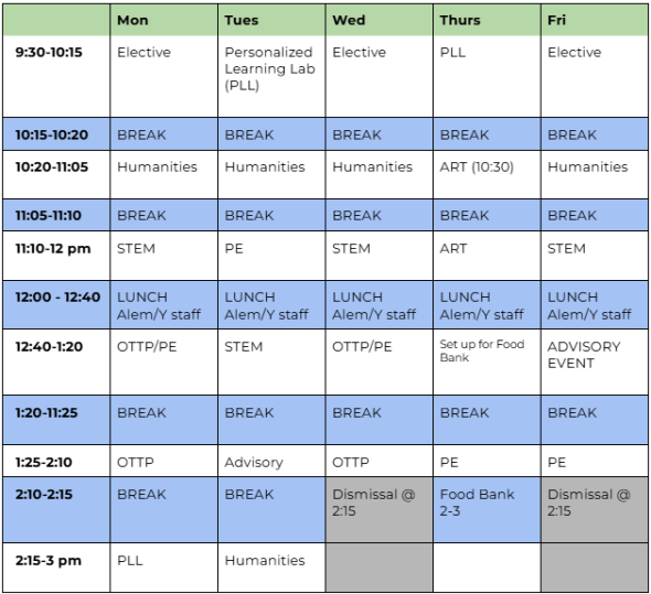 CARE Bayview HS Bell Schedule 25/26 SY