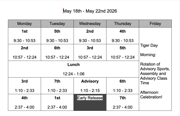 May 18-22 Schedule